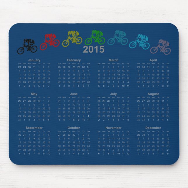 Alfombrilla De Ratón Calendario de salto de MTB cuesta abajo 2015 (Frente)