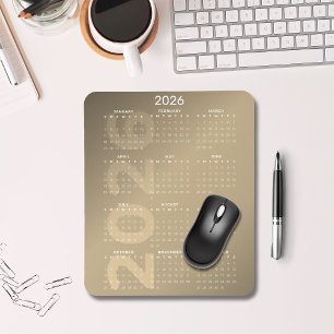 Alfombrilla De Ratón Calendario de todo el año 2026 con fondo degradado