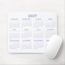 Alfombrilla De Ratón Calendario de todo el año 2027 Lavanda Púrpura Bla