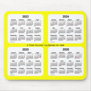 Alfombrilla De Ratón Calendario de vacaciones amarillas 2023-2026, de J
