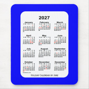 Alfombrilla De Ratón Calendario de vacaciones azules de 2027, de Janz