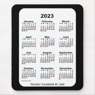 Alfombrilla De Ratón Calendario de vacaciones de 2023 con dos tonos neg