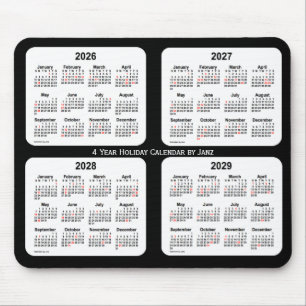 Alfombrilla De Ratón Calendario de vacaciones en blanco y negro 2026-20
