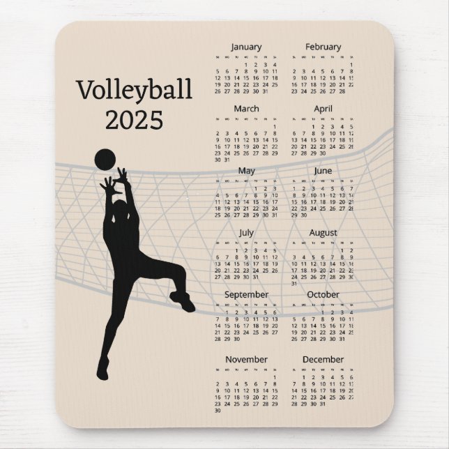 Alfombrilla De Ratón Calendario de voleibol 2025 (Frente)