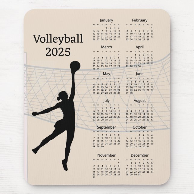 Alfombrilla De Ratón Calendario de voleibol 2025 (Frente)