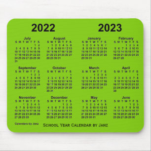 Alfombrilla De Ratón Calendario de Yellowgreen para el año escolar 2022