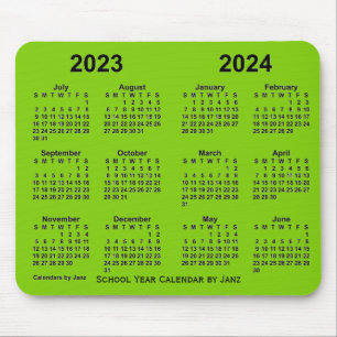 Alfombrilla De Ratón Calendario de Yellowgreen para el año escolar 2023