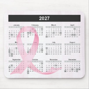 Alfombrilla De Ratón Calendario del año 2027 Cinta Rosa
