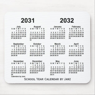 Alfombrilla De Ratón Calendario del año escolar blanco 2031-2032 de Jan