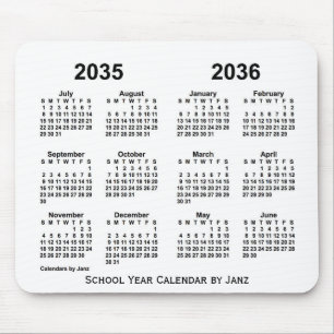 Alfombrilla De Ratón Calendario del año escolar blanco 2035-2036 de Jan