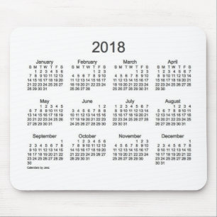 Alfombrilla De Ratón Calendario del carbón de leña 2018 y del blanco