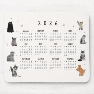 Alfombrilla De Ratón Calendario divertido de gatos lindos 2026