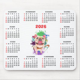 Alfombrilla De Ratón Calendario divertido de perro francés lindo 