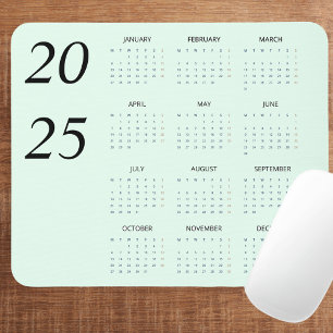 Alfombrilla De Ratón Calendario elegante del personalizado Pastel Mint