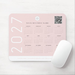 Alfombrilla De Ratón Calendario Empresarial Blush Pink 2027 Logo