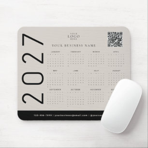 Alfombrilla De Ratón Calendario empresarial logotipo corporativo beige 
