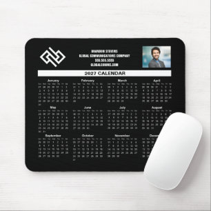 Alfombrilla De Ratón Calendario empresarial personalizado 2027 negro bl