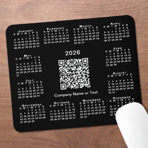 Alfombrilla De Ratón Calendario empresarial Simple 2026 Código QR en ne