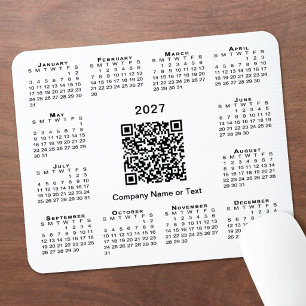 Alfombrilla De Ratón Calendario empresarial Simple 2027 Código QR Blanc