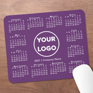 Alfombrilla De Ratón Calendario empresarial Simple 2027 Logo sobre fond