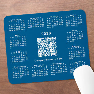 Alfombrilla De Ratón Calendario empresarial simple de 2026 con código Q