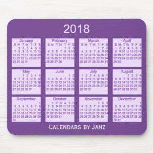 Alfombrilla De Ratón Calendario encajonado 2018 púrpuras por el cojín