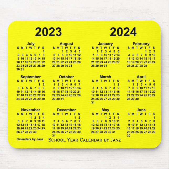 Alfombrilla De Ratón Calendario escolar 2023-2024 de Janz Yellow (Frente)