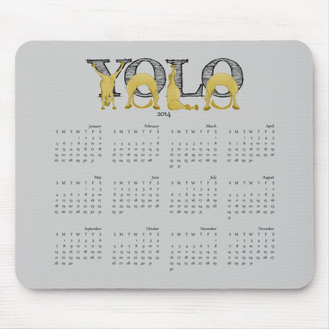 Alfombrilla De Ratón Calendario flexible de pony de YOLO 2014 (Frente)