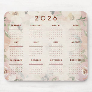 Alfombrilla De Ratón Calendario floral lindo 2026