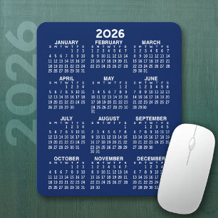 Alfombrilla De Ratón Calendario - fondo azul marino - Vertical