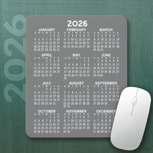 Alfombrilla De Ratón Calendario - fondo gris - Vertical