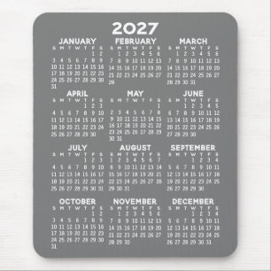 Alfombrilla De Ratón Calendario - fondo gris - Vertical