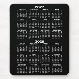 Alfombrilla De Ratón Calendario - fondo negro - Vertical 