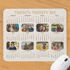 Alfombrilla De Ratón Calendario fotográfico 2026 Año completo Mousepad 
