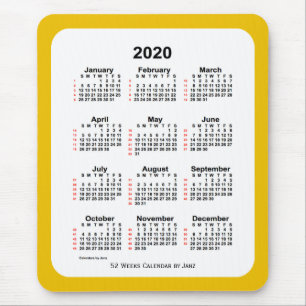 Alfombrilla De Ratón Calendario Gold Two Tone 52 Week de 2020, de Janz