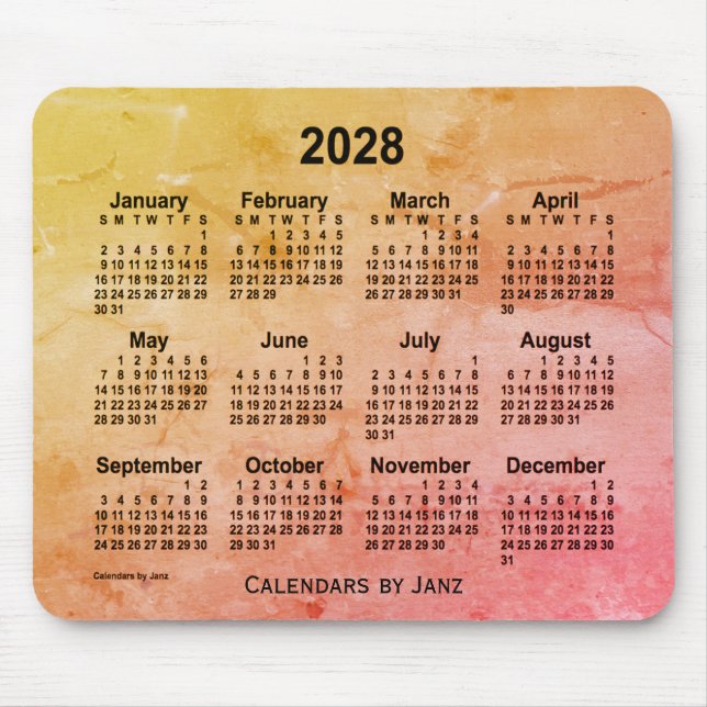 Alfombrilla De Ratón Calendario gris frustrado 2028 de Janz Mouse Pad (Frente)
