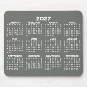 Alfombrilla De Ratón Calendario - gris moderno y simple blanco