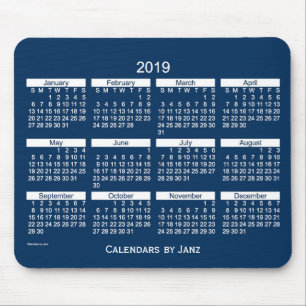 Alfombrilla De Ratón Calendario intrépido azul de la caja de 2019