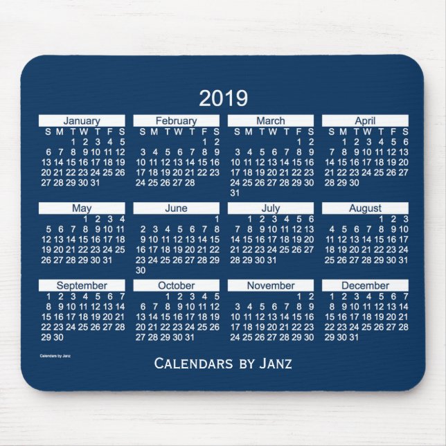 Alfombrilla De Ratón Calendario intrépido azul de la caja de 2019 (Frente)