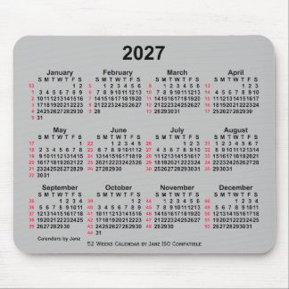 Alfombrilla De Ratón Calendario ISO 2027 Silver de 52 semanas, de Janz