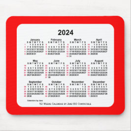 Alfombrilla De Ratón Calendario ISO de 2024 Red 52 semanas de Janz Two 