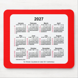 Alfombrilla De Ratón Calendario ISO de 2027 Red 52 semanas de Janz Two