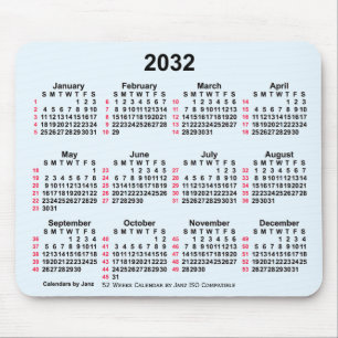 Alfombrilla De Ratón Calendario ISO de 2032 Alice Blue 52 semanas de Ja