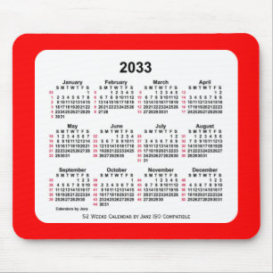 Alfombrilla De Ratón Calendario ISO de 2033 Red 52 semanas de Janz Two