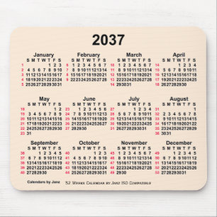 Alfombrilla De Ratón Calendario ISO de 52 semanas de la época blanca de