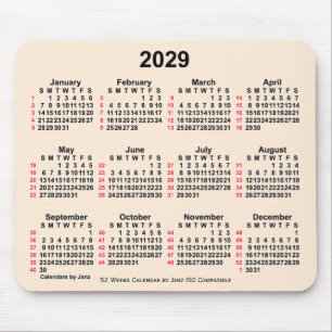 Alfombrilla De Ratón Calendario ISO de 52 semanas de la época blanca de