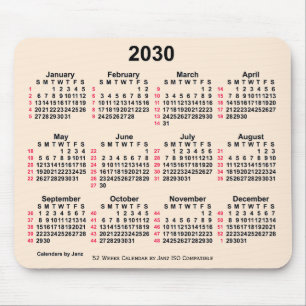 Alfombrilla De Ratón Calendario ISO de 52 semanas de la época blanca de