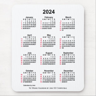 Alfombrilla De Ratón Calendario ISO de 52 semanas en blanco 2024 de Jan