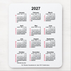 Alfombrilla De Ratón Calendario ISO de 52 semanas en blanco de 2027 de