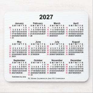 Alfombrilla De Ratón Calendario ISO de 52 semanas en blanco de 2027 de
